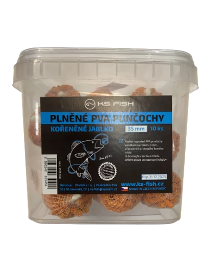 KS Fish Plněné PVA punčochy - KOŘENĚNÉ JABLKO 35mm 10ks