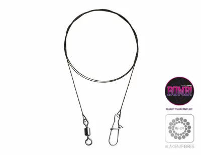 Wolfrámové lanko BOMB! s obratl. a karab. 15cm/5kg - 2ks