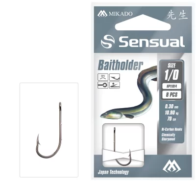 MIKADO - hotové návazce na uhoře SENSUAL BAITHOLDER vel.1/0 BN vlasec: 0.30mm/70cm - 8ks