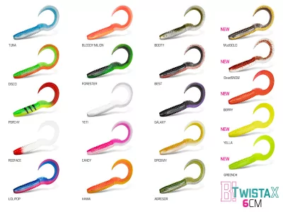 Umělá nástraha Delphin TwistaX Eeltail UVs 6cm - 5ks